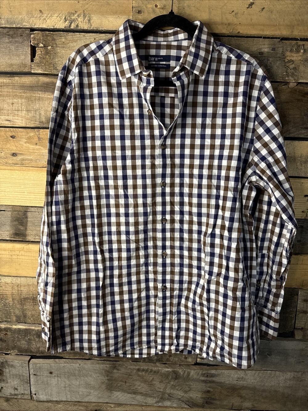 Bar III Flannel Short Slim Fit Large 16-16.5 32-33